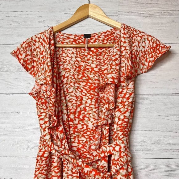 We the Free Mini Dress Womens Size S/P Orange French Quarter Leopard Wrap Girly - Picture 9 of 15